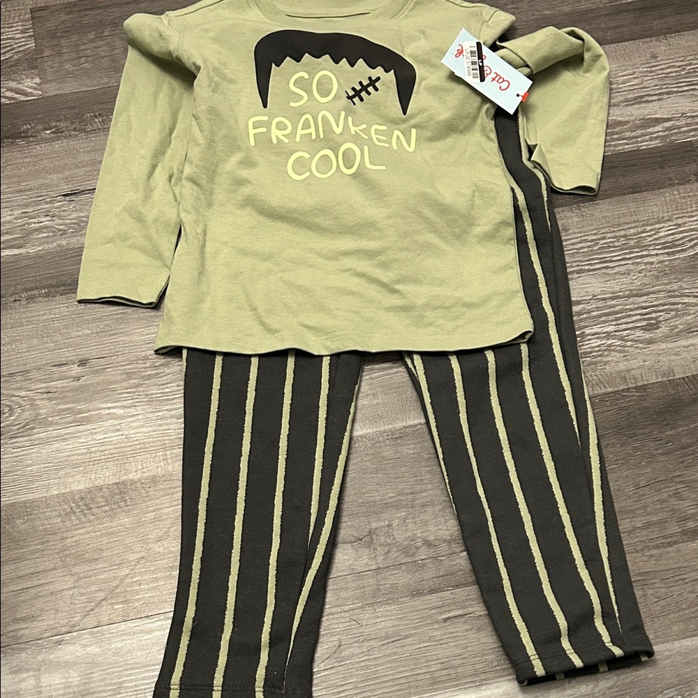 Cat & Jack Olive and Black Kids Pajama Set